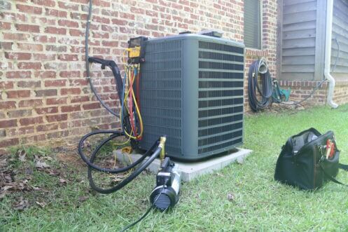 Air conditioner in Sacramento getting maintenance