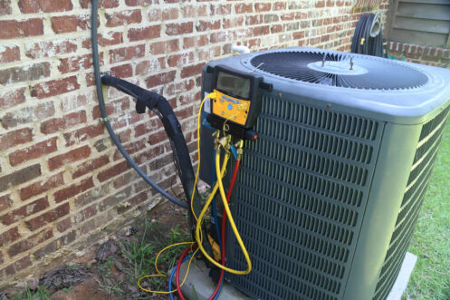 AC unit getting a maintenance check in Sacramento